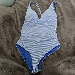 Brand new striped blue bathing suit with built in support